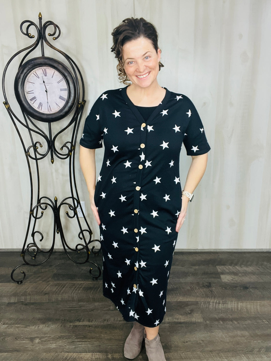 Stars & Buttons Midi Dress