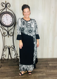 Raquel Black & Paisley Print Dress