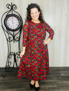 Brenda Red Floral Dress
