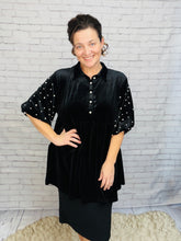 Velvet & Pearl Tunic Style- Black, Hunter Green or Navy