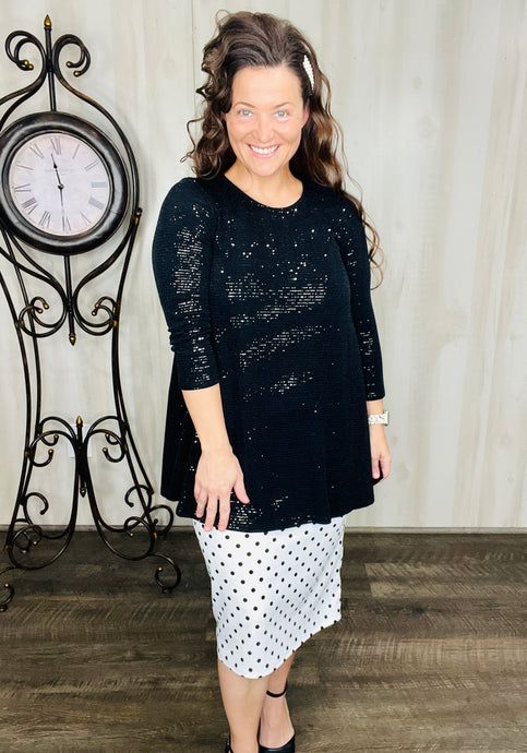 Shimmer Threaded Tunic- Black or Cream