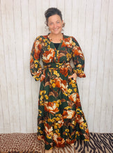 Natasha Smocked Waist Dress- Hunter Green Floral