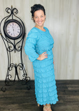 Classy & Ruffles Turquoise Dress