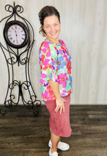 Lazy Summer Days Blue & Green Floral Top