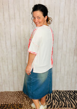 Coral & Ivory Patchwork Top