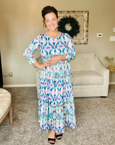 Tonya Marie Tiered Dress-Blue & Pink Dreams