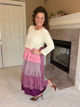 Misty Ruffle Tiered Dress-Cream & Berry