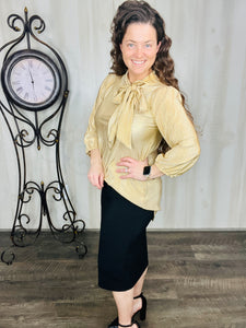 Bethany Bow Tie Top- Gold