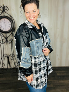 Pleather & Denim Shacket