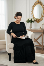 Misty Ruffle Tiered Dress-Black