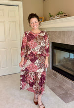 Kara Ruffle Dress- Brown, Pink & Cream