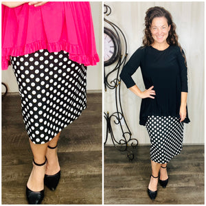 Miss Amy Pencil Skirt (Regular & Plus)- Small Polkadot