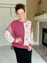 Gina Burgundy & Taupe Knit Pullover
