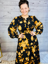 Natasha Smocked Waist Dress- Black Floral