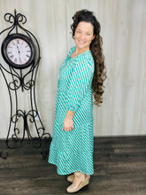 Cassie Marie Tiered Boho Style Dress-Green Geometric