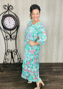 Amanda Green Floral Ruffle Dress