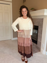 Misty Ruffle Tiered Dress-Cream & Taupe