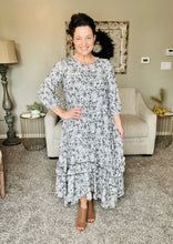 Michella High Low Dress-Black & White Paisley