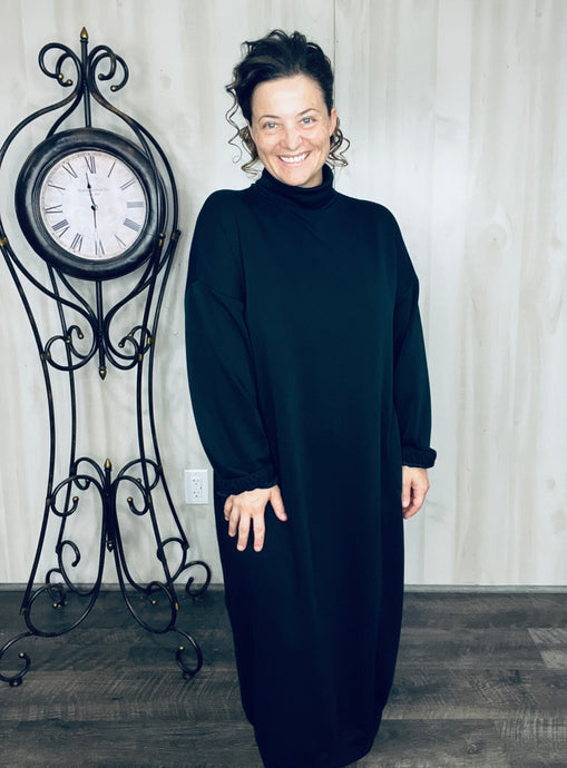 Fabulous Fall Sweatshirt Dress-Black