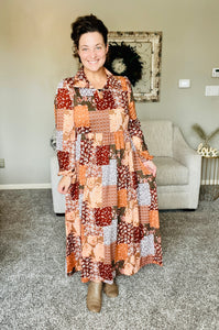 Kaylee Collared Fall Patchwork Dress