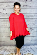 Samantha Ruffle High Low Tunic-Ribbed Red