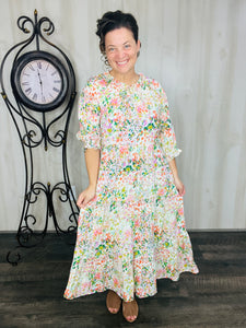Summer Days Floral Dress- Green Mix