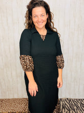 Black & Leopard Textured Dress