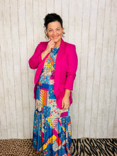 Madeline Ruched Sleeved Blazer- Pink