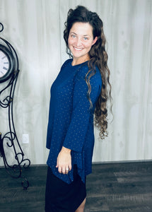 Navy & Shimmer Sharkbite Tunic