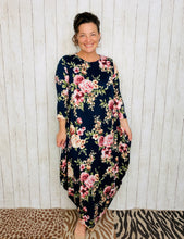 Navy & Floral Parachute/Bubble Dress
