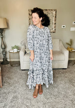 Michella High Low Dress-Black & White Paisley