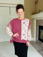 Gina Burgundy & Taupe Knit Pullover