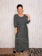 Lillian Striped Dress- Black
