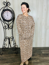 Sophia Sweatshirt Dress-Brown Leopard Print