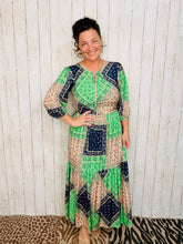 Mallory Green & Navy Patchwork Dress