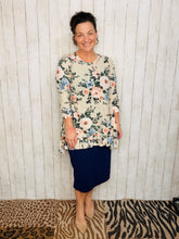 Samantha Ruffle High Low Tunic-Ivory Floral
