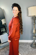 Addie Sweatshirt Style Top- Rust