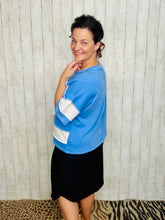 French Terry Striped Top- Cornflower Blue