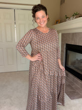 Tonya Marie Ruffled Tiered Dress- Brown & Rust