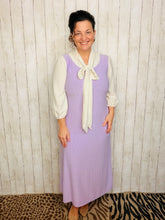 Becky Bow & Honeycomb Dress- Lilac & Ivory