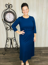 Ribbed Lounge Dress- Navy