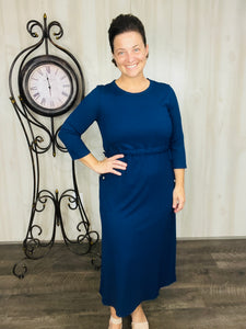 Ribbed Lounge Dress- Navy
