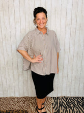 Rylee Mocha & White Striped Top