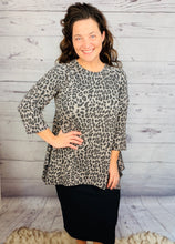 Tara Sharkbite Tunic-Gray Leopard Print
