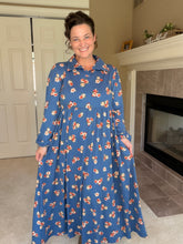 Kaylee Collared Blue & Rust Dress