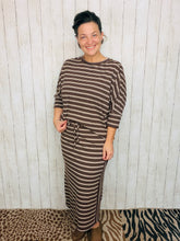 Marissa Ribbed Skirt- Brown & Cream Striped