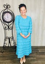 Classy & Ruffles Turquoise Dress