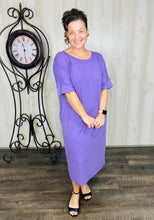 Ribbed T-Shirt Dress-Purple