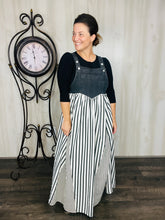 Striped Overall Dress- Black & White