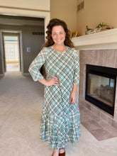 Green & Brown Plaid Dreams Ruffle Hem Dress